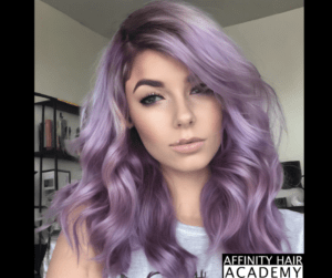 A long layers purple hair color with gentle waves