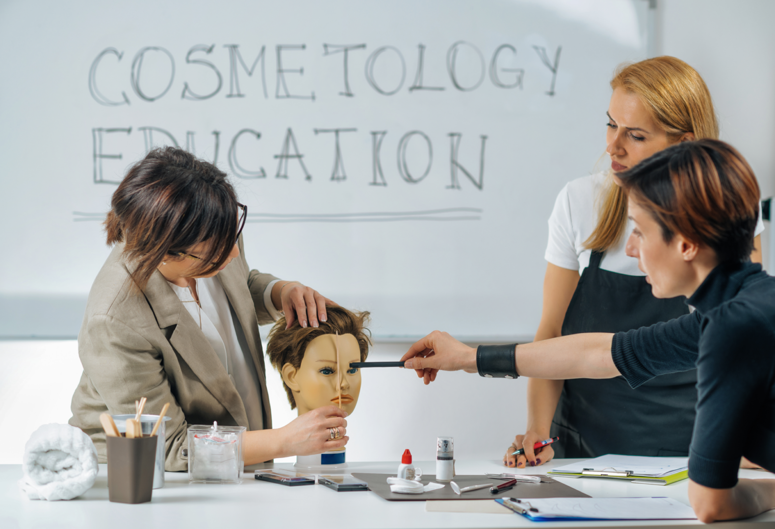 Cosmetology training session in progress